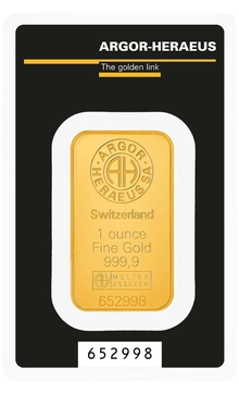 Lingote de Oro de 1 oz Argor-Heraeus