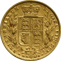 Moneda Soberano de Oro 1859 Victoria Joven con Reverso Escudado (L)