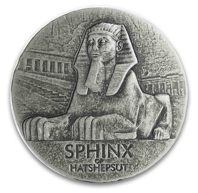 Moneda de plata de 5 onzas en caja (Año 2019) Esfinge de Hatshepsut