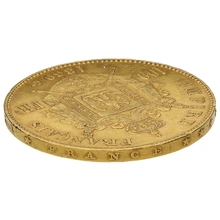 Moneda 100 Francos Franceses de Oro Napoleón III Cabeza Laureada