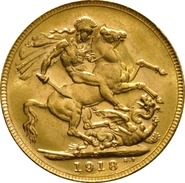 Moneda Soberano de Oro Jorge V 1918 Perth