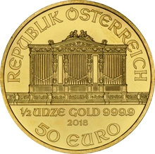 Moneda Filarmónica Viena de Oro de 1/2 oz 2018