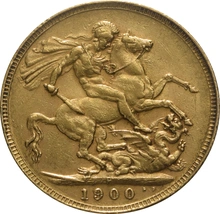 Moneda Soberano de Oro 1900 Victoria Velada (P)