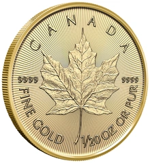 Maple Leaf Canadiense de 1/20 oz de Oro 2026