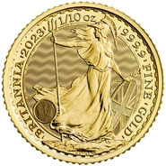Moneda Britannia de Oro de 1/10 oz 2023 Carlos III