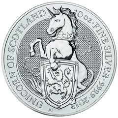 Moneda Bestias de la Reina El Unicornio de Escocia de Plata de 10 oz