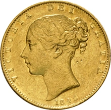 Moneda Soberano de Oro 1842 Victoria Joven con Reverso Escudado (L)