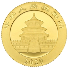 Moneda Panda Chino de Oro de 3 g 2020