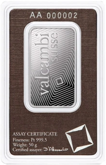 Lingote de Platino de 50 g Valcambi