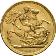 Moneda Soberano de Oro 1908 Eduardo VII (L)