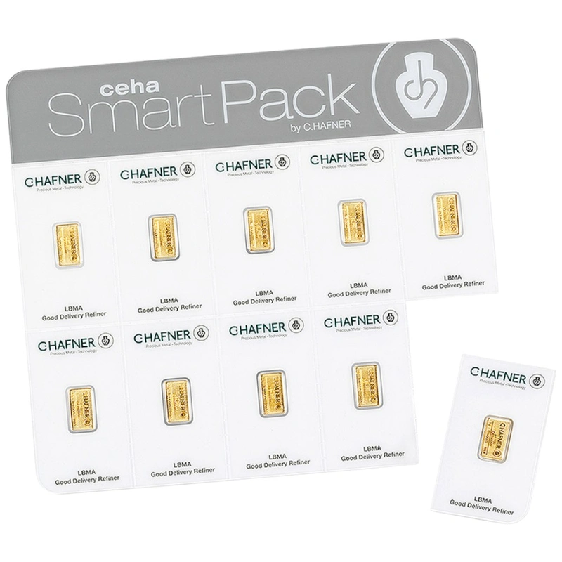 10 lingotes de Oro de 1 g C. Hafner SmartPack