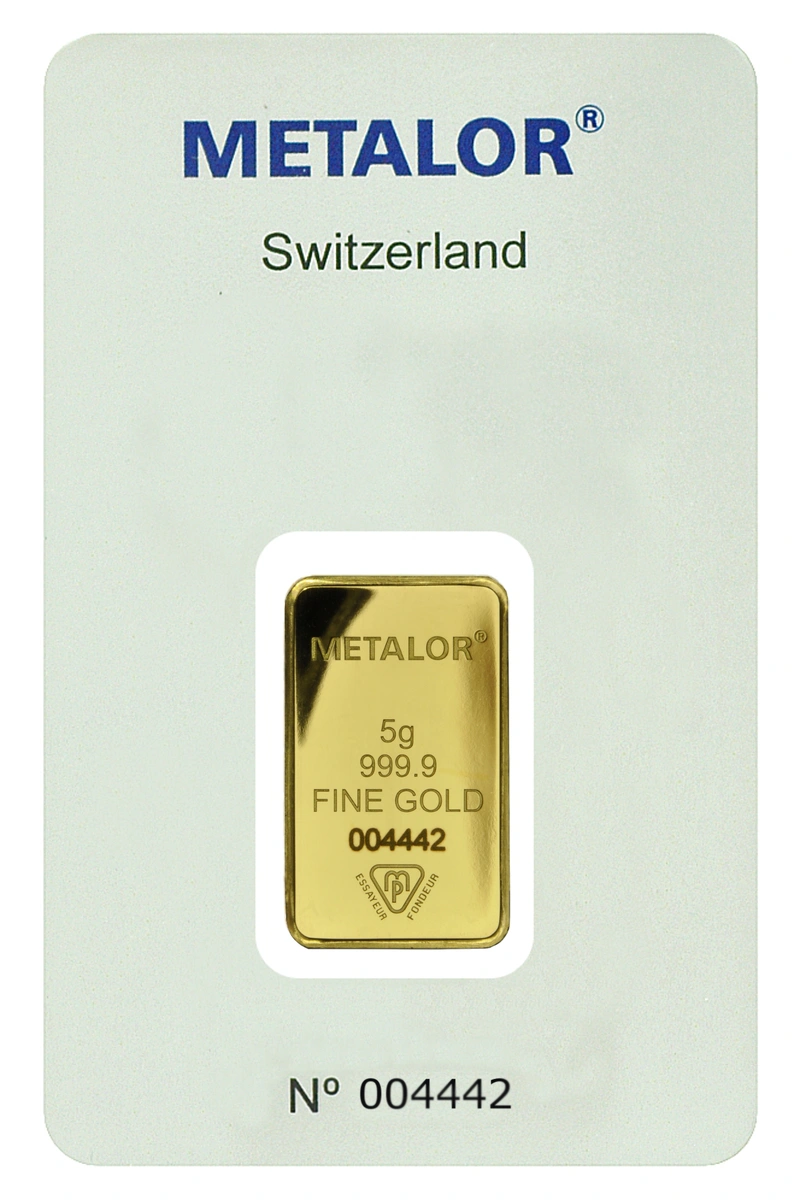 Lingote de Oro de 5 g Metalor