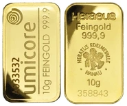 Lingote de Oro de 10 g de Segunda Mano