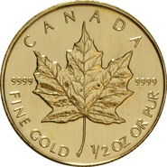 Maple Leaf Canadiense de 1/2 oz de Oro (de Nuestra Elección)