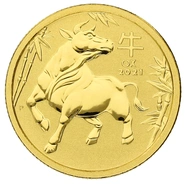 Moneda Perth Mint Calendario Lunar de Oro de 1/10 oz Año del Buey 2021