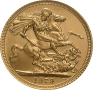 Moneda Soberano de Oro 1979 Isabel II Retrato Decimal