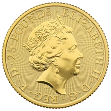 Moneda Bestias de la Reina El León Blanco de Mortimer de Oro de 1/4 oz 2020