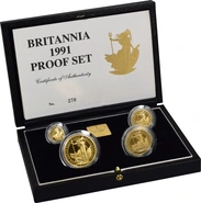 Juego de 4 Britannias Proof 1991 (en Caja Original)