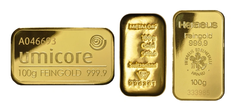 Lingote de Oro de 100 g de Segunda Mano