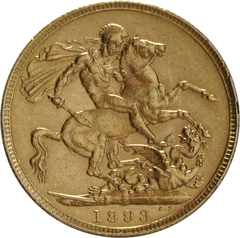 Moneda Soberano de Oro 1893 Victoria Velada (L)