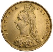 Moneda Medio Soberano de Oro Victoria Jubileo con Reverso Escudado