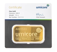 Lingotes de Oro de 100 g