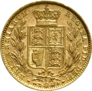 Moneda Soberano de Oro 1880 Victoria Joven con Reverso Escudado (S)