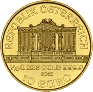 Moneda Filarmónica Viena de Oro de 1/10 oz 2018