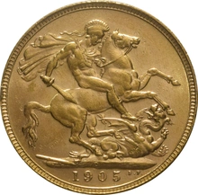 Moneda Soberano de Oro 1905 Eduardo VII (P)