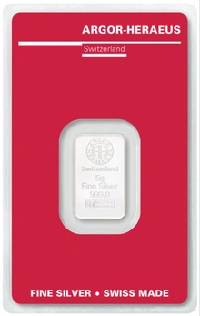 Lingote de Plata de 5 g Argor-Heraeus