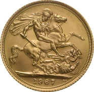 Moneda Soberano de Oro 1967 Isabel II Primer retrato