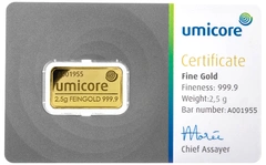 Lingote de Oro de 2,5 g Umicore