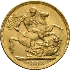 Moneda Soberano de Oro 1908 Eduardo VII (L)