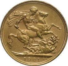 Moneda Soberano de Oro 1901 Victoria Velada (P)