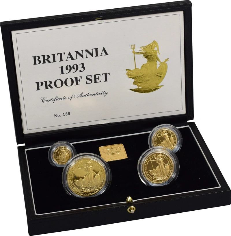 Juego de 4 Britannias Proof 1993 (en Caja Original)