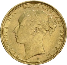 Soberano de Oro 1875 - Victoria Joven (S)