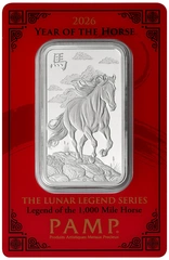 Lingote de plata de 1 oz 2026 Año del Caballo PAMP