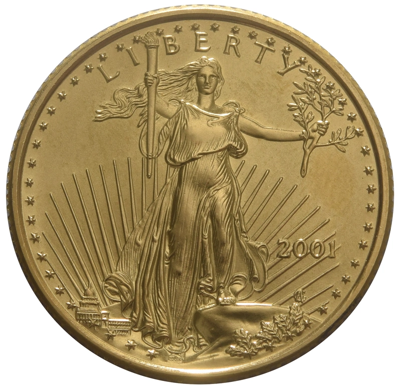 Moneda American Eagle de Oro de 1/4 oz 2001