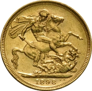 Moneda Soberano de Oro 1898 Victoria Velada (S)