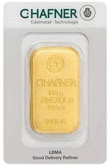 Lingote de Oro de 100 g C. Hafner Fundido