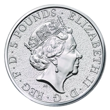 Moneda Bestias de la Reina El Grifo de Eduardo III de Plata de 2 oz