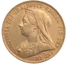 Moneda Soberano de Oro 1896 Victoria Velada (L)