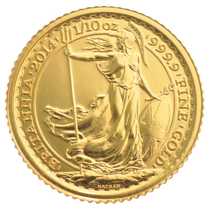 Moneda Britannia de Oro de 1/10 oz 2014