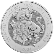 Moneda Bestias Tudor Unicornio de Seymour de Plata de 10 oz 2024