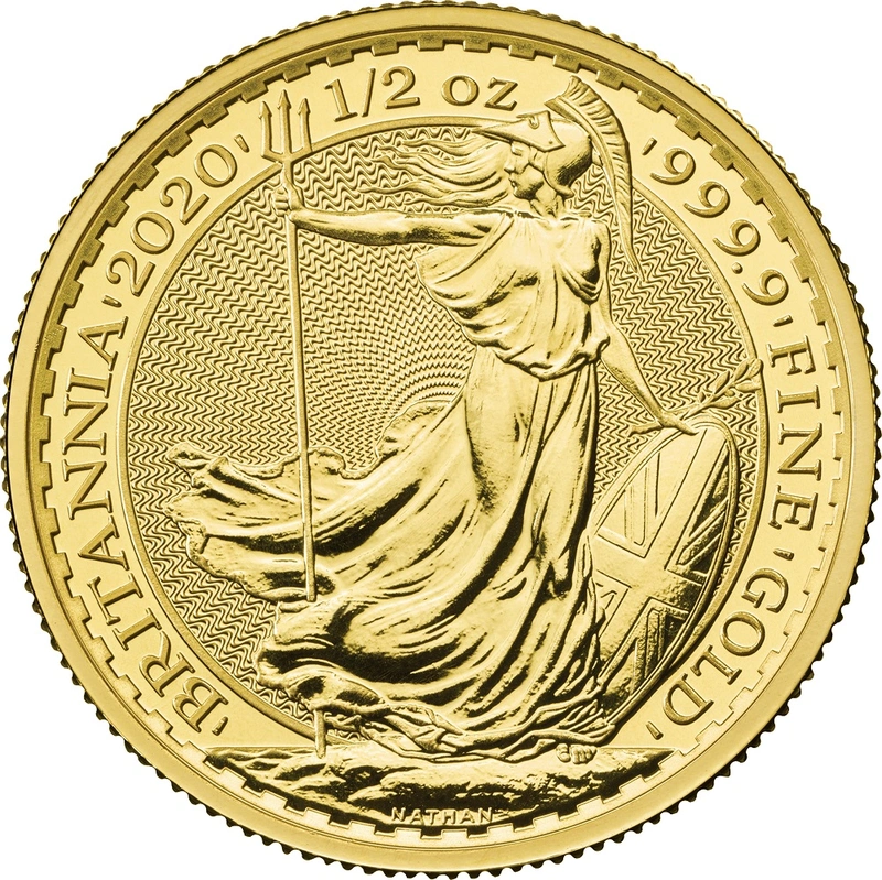 Moneda Britannia de Oro de 1/2 oz 2020