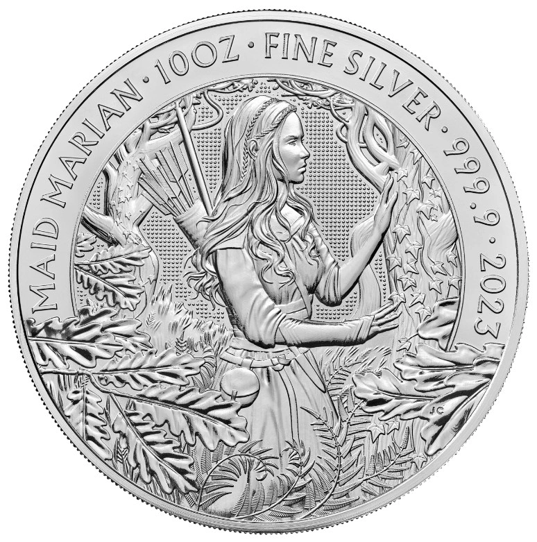 Moneda Mitos y Leyendas Maid Marian de Plata de 10 oz 2023
