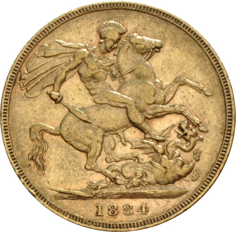 Soberano de Oro 1884 - Victoria Joven (L)