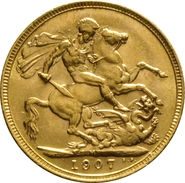Moneda Soberano de Oro 1907 Eduardo VII (M)