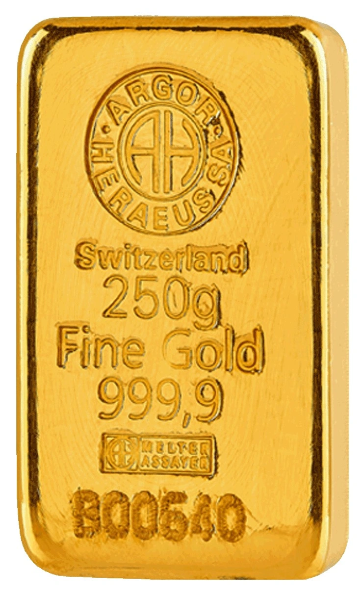 Lingote de Oro de 250 g Argor-Heraeus