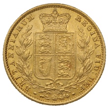 Soberano de Oro 1857 - Victoria Joven con Reverso Escudado (L)